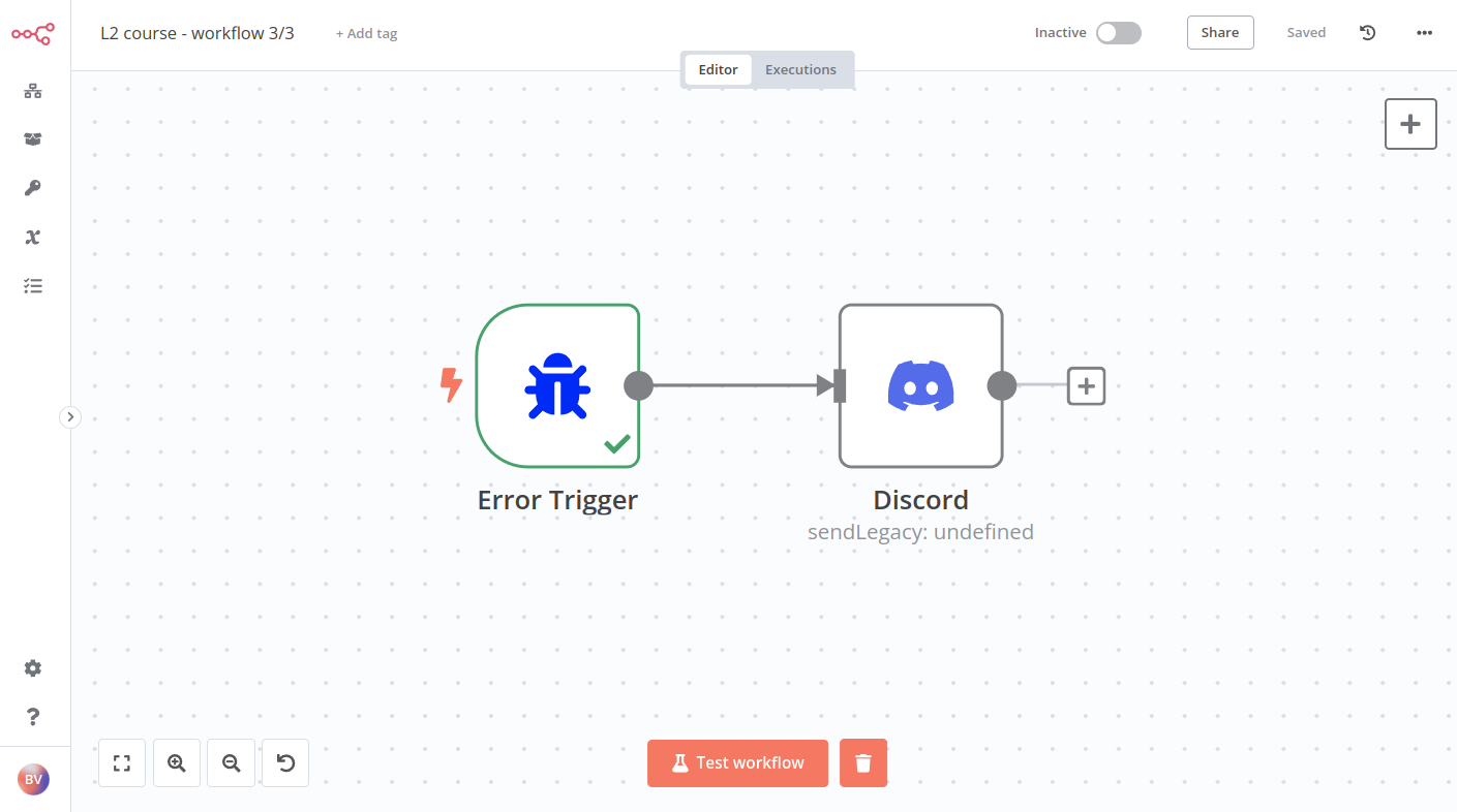 Workflow 3 for monitoring workflow errors